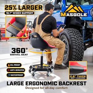 Siège de garage industriel robuste pour atelier, capacité 350 lb, tabouret de mécanicien pivotant à 360° avec plateau à outils, <span class=keywords><strong>prix</strong></span> usine, OEM personnalisé - Product Image 3
