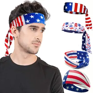 Amerikaanse Vlag Onafhankelijkheidsdag Heren Sport Elastische Damesmode Cross Brede Hoofdband Zweet Absorptie Haaraccessoires