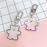 Porte-clés Shinypop personnalisés en acrylique transparent avec paillettes, style dessin animé, pour promotion, breloques mignonnes en époxy, en vrac