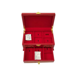 Red Lacquered Wooden Jewelry <b>Box</b> With <b>Drawer</b> Rectangular Multifunctional <b>Storage</b> For Jewelry Gift Packaging - Product Image 2