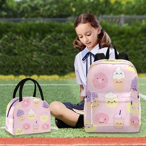 Kawaii Pink Kids Backpack <b>Set</b> with <b>Lunch</b> Bag Cute Donut Ice Cream Print Lightweight School Bags for Girls Kindergarten Preschool - Product Image 6
