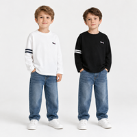 T-shirt Enfant 2026 à Manches Longues Brodé Chiot Coupe Ample Col Rond Décontracté Streetwear Haut Unisexe pour Enfants Usage Quotidien