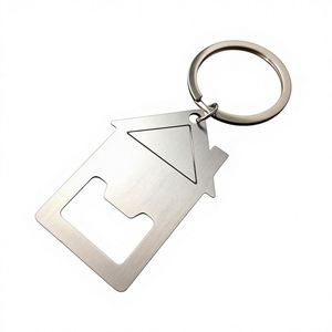 Porte-clés décapsuleur personnalisé en forme de maison, en acier inoxydable, pour canettes et bouteilles de bière et de soda, petit cadeau pour la maison - Product Image 1