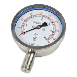 מפעל שיאושו צ'יאנה -20~200 ℃   מד לחץ גז אוויר 0-6 בר בטמפרטורה גבוהה, מלא בשמן, עם טבעת כיסוי בתחתית - Product Image 2