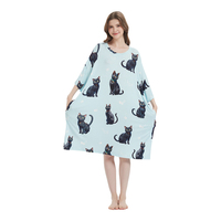 T-shirt de nuit avec poches imprimé chat personnalisé été doux frais écologique respirant surdimensionné long et ample pour femmes