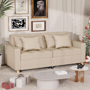 Sofá <span class=keywords><strong>cama</strong></span> plegable de dos asientos de estilo simple europeo, sofá <span class=keywords><strong>cama</strong></span> <span class=keywords><strong>barato</strong></span> de tamaño pequeño gris oscuro con funda para sala de estar para relajarse - Product Image 5