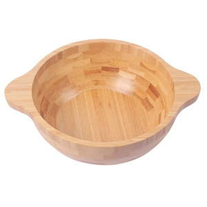 Ciotola Moderna in Legno di Bambù Lucidato, Grande Bacinella Coperta con Manico per Impastare, Preparare Pasticceria e Servire Insalate - Product Image 6