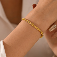 Haute qualité 18K PVD plaqué or serpent chaîne Bracelet en acier inoxydable pâte frite torsades à la mode fête bijoux amitié