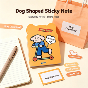 Bloc-notes adhésif en forme de chien, bloc-notes mignon de dessin animé, autocollant, inscriptible, facile à transporter - Product Image 3