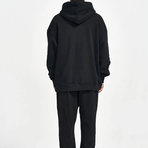 Cotton Drop High Quality Custom Heavy Weight 450 Gsm Drop Shoulder Hoodie Manufacturer <b>Black</b> <b>Fleece</b> Cotton Pullover Hoodie - Product Image 6