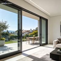 Puerta Corredera Moderna de Aluminio Negro con Doble Acristalamiento Insonorizado para Casas, Panel Grande para Espacios Abiertos, Superventas