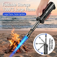 Briquet coupe-vent multi-angles à flamme unique YN, pour extérieur et cuisine, pliable et sécurisé