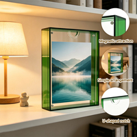 Cadre magnétique transparent vert personnalisé avec remplacement facile des photos pour l'affichage de photos sur le bureau ou le mur, cadre photo magnétique en acrylique