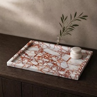 Plateau de rangement décoratif haut de gamme en marbre naturel multi-couche, de luxe contemporain, avec logo personnalisé STONEKOCC