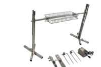 Kit de rôtissoire à hauteur réglable pour fosse ouverte avec panier de cuisson en acier inoxydable pour poisson et légumes