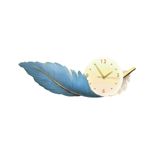 Grande horloge de maison Art Déco Plume design LED horloge murale Salon canapé fond Peinture murale élégante - Product Image 6
