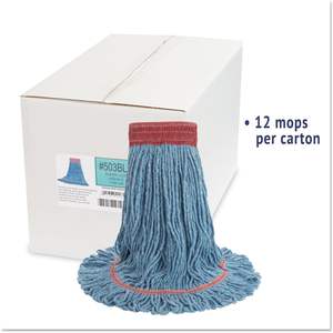 Tête de serpillière humide Boardwalk Super Loop pour grandes surfaces, microfibre bleue, lot de 12 - Product Image 1