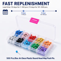 500 pièces/boîte – Épingles de bureau à tête ronde en plastique style Art Déco pour cartes