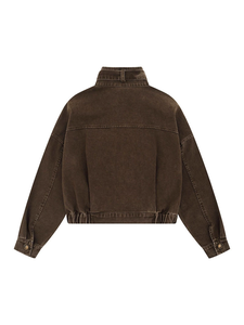 Chaqueta de béisbol de <span class=keywords><strong>aviador</strong></span> de estilo americano retro para <span class=keywords><strong>mujer</strong></span>, ropa de abrigo corta de gran tamaño Box-y, moda-Forward & Edgy - Product Image 2
