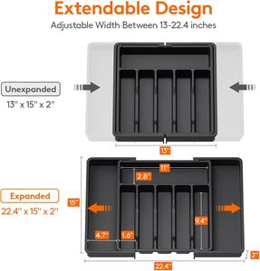 Vente en gros de plateau à couverts extensible, porte-couverts, organisateur, ustensiles de cuisine, organisateur de <span class=keywords><strong>tiroir</strong></span> - Product Image 4