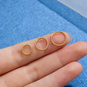 G23 Piercing en titane, anneau de nez, demi-anneau CZ pavé en forme de D, anneau de Segment cliquez sur Cartilage Trag - Product Image 2