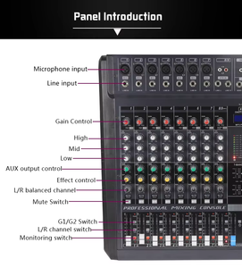 LAIKESI Console de mixage audio MP3 professionnelle avec 2 groupes de contrôle DJ, <span class=keywords><strong>amplificateur</strong></span> métallique 8 canaux, rouge + noir, 16 effets DSP - Product Image 5