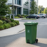 Poubelle à roulettes en plastique de 240 L avec couvercle, bac à déchets mobile pour parking extérieur