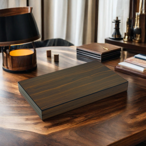 Customized 18'' High Gloss Walnut Wooden <strong>Backgammon</strong> Set MDF Game <strong>Board</strong> with Dice Cups &amp; Dices - Product Image 6