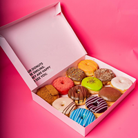 Emballage de beignets de boulangerie écologique et biodégradable en gros 2024, boîte à beignets rose personnalisée de grande taille