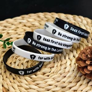 สายรัดข้อมือซิลิโคนกันน้ำพร้อมโลโก้แบบกำหนดเอง ข้อความสร้างแรงบันดาลใจทางศาสนา สำหรับโบสถ์และการส่งเสริมงานอีเว้นท์ - Product Image 6