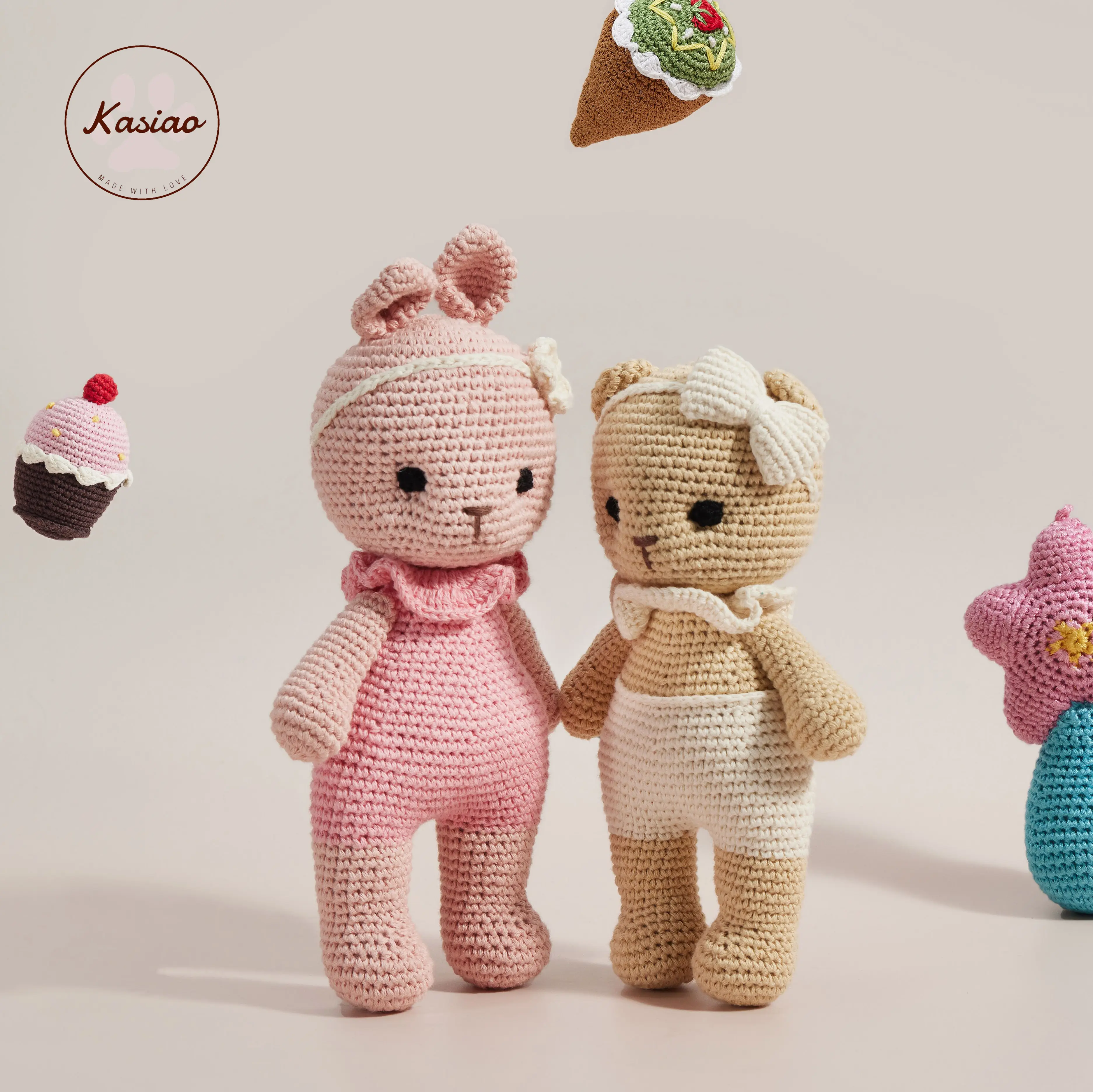 Baby Kid Toys Amigurumi Teddy Panda Bear Bunny Rabbit Amigurumi Gift Crochet Handmade Toys