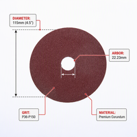 Disque de ponçage en fibre de résine à l'oxyde d'aluminium REX 125x22mm 6.0mm certifié ISO9001 BSCI pour le ponçage et le polissage de métaux lourds