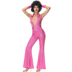 M-XL femmes 70's Vintage Disco Coswear jeu de rôle Halloween Costume Performance robe de bal - Product Image 4