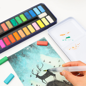 12/18/24 colores portátil brillo fluorescente sólido acuarela pintura agua colores acrílico artista con pincel - Product Image 3