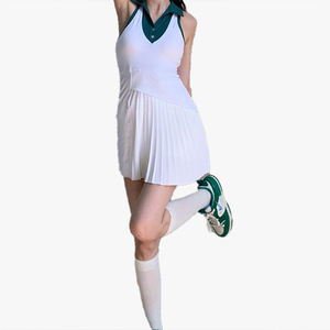 Customizable <b>White</b> <b>Women's</b> Sports Tennis Dress Quick Dry Running Badminton Pleated <b>Skirt</b> Set New Anti-Exposure Two-Piece Set - Product Image 3