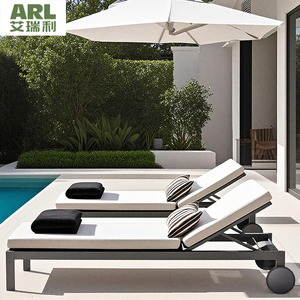 Tumbona de playa de aluminio de ocio personalizada al por mayor con ruedas, silla de escritorio, baño de sol, uso de hotel al aire libre Dormette - Product Image 2