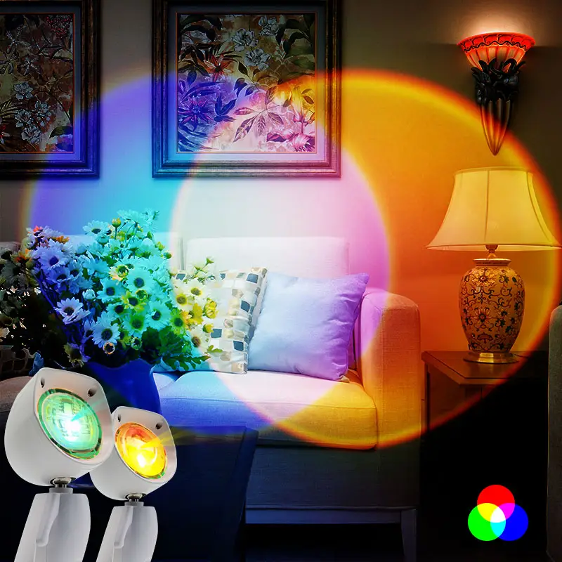 Zonsondergang Licht Kleur Verlichting Robot Karakter Oplaadbare Projectietafel Led Tafellamp Licht Dimmer Componenten