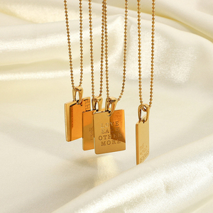 18K oro gioielli in acciaio inossidabile ispirazione amicizia Memorial lettera d'amore rettangolo collana con ciondolo quadrato per le donne - Product Image 6