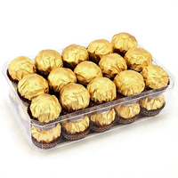 Bombones OEM al por Mayor, Bola de Chocolate Crujiente con Nueces, Bola de Oblea Dorada con Relleno de Salsa de Chocolate, Caja de Regalo para el Día de San Valentín