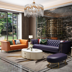 Furnistyle Sofás de cuero blanco <span class=keywords><strong>italiano</strong></span> Juego de chaise lounge moderno de lujo Último diseño para sala de estar moderna Cuero genuino - Product Image 5