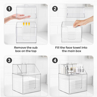 Boîte de rangement autoportante moderne en acrylique double transparente personnalisable pour l'affichage de mouchoirs, de cosmétiques et de produits de soin de la peau