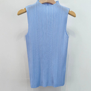 Chaleco Plisado Miyake sin Mangas con Cuello Alto para Mujer, Estilo Casual Diario, 100% Poliéster Ecológico, Venta al Por Mayor - Product Image 3
