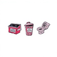 Broches en émail personnalisables à motif de fleurs de dessin animé avec placage nickel noir - Design animaux et lettres pour accessoires de décoration de fêtes du Nouvel An