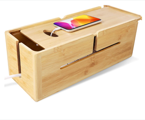 Bamboo USB cable Storage box Home storage organization