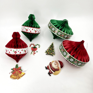 <b>Red</b> White Green Christmas Honeycomb Ball Hanging Decoration Snowflake Decoration Santa Claus Honeycomb <b>Paper</b> Ornaments - Product Image 2