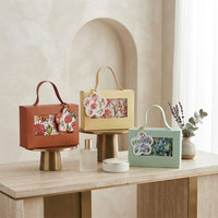 Boîte cadeau portable personnalisée avec poignée et fenêtre transparente, boîte en papier créative style sac à main pour fleurs, biscuits, marquage de boutique