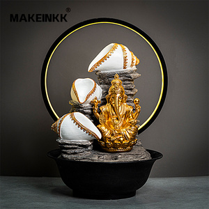 Ấn Độ Tôn Giáo bức tượng 3D chữ thập Hindu vị thần nghệ thuật vẽ tay nhựa Ganesha đài phun nước chảy dẫn ánh sáng đồ trang trí cho - Product Image 6