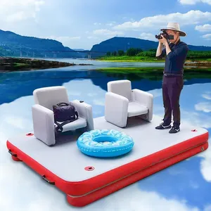 Durable Inflatable Swimming Or Rescue Floating Boat Swim Fishing Platform With Ladder For Leisure Water Sports