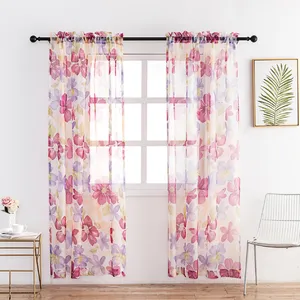 Cortinas estampadas para ventana, flores, florales, baratas, para sala de estar, gran oferta de fábrica