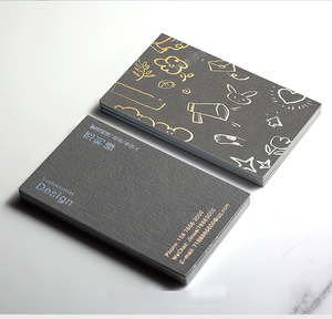 Cartes de visite noires personnalisées avec bordure dorée, logo en relief, impression en creux, processus de marquage à chaud, conception gratuite, carton - Product Image 1
